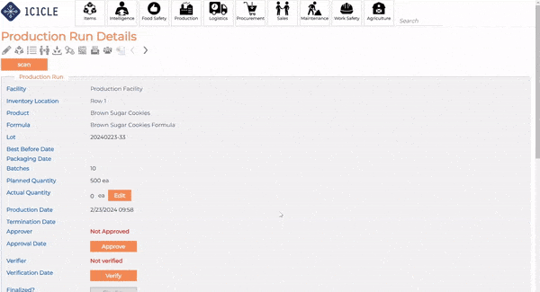 Animated GIF showing available ingredients and alternative ingredients during production runs