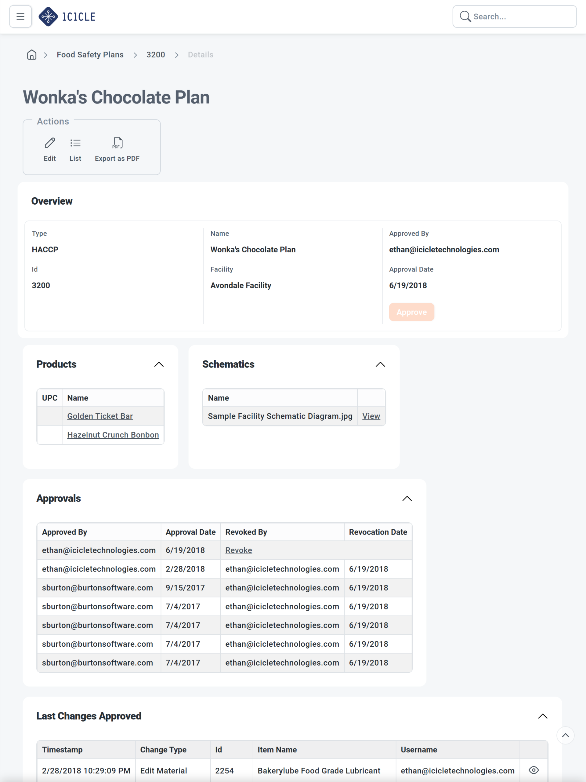 Icicle isn't document storage, it generates HACCP plans with your most current data.